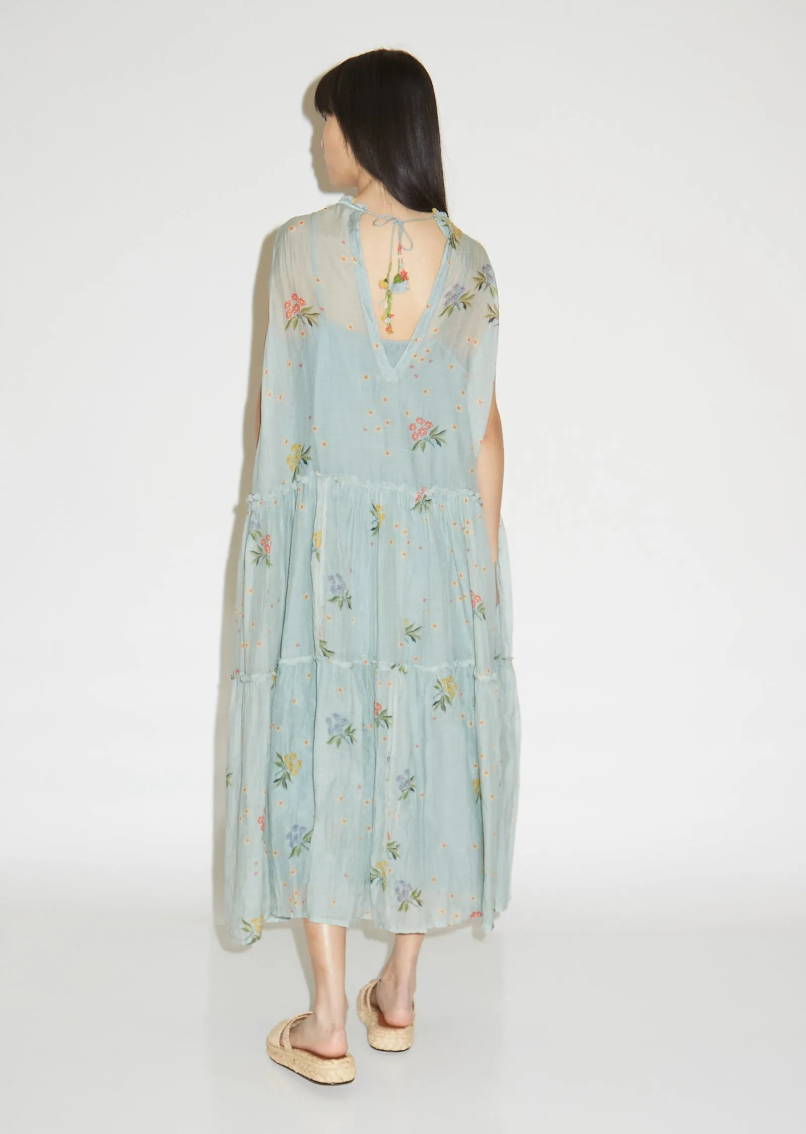 Floral Printed Crewneck Sleeveless Dress
