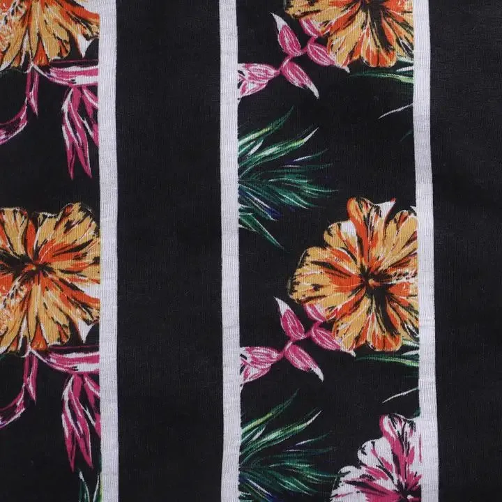 Floral Striped Printed Dress - Black