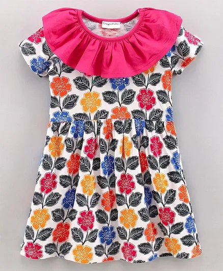 Floral with Neck Frill Dress