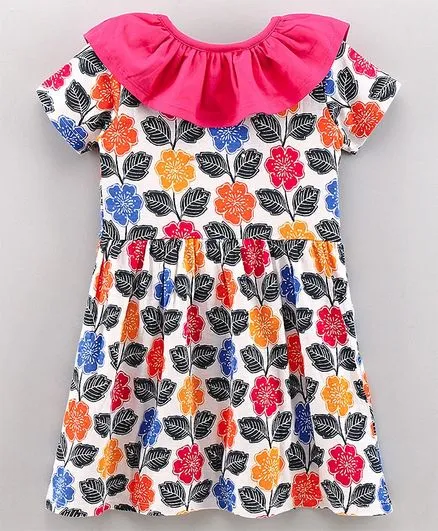 Floral with Neck Frill Dress