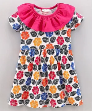 Floral with Neck Frill Dress