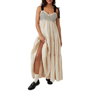 Free People Womens Ribbon Tie Tiered Maxi Dress