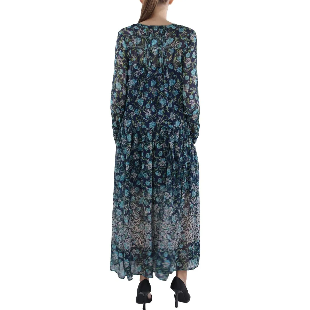 Free People Womens See It Through Floral Print Long Maxi Dress
