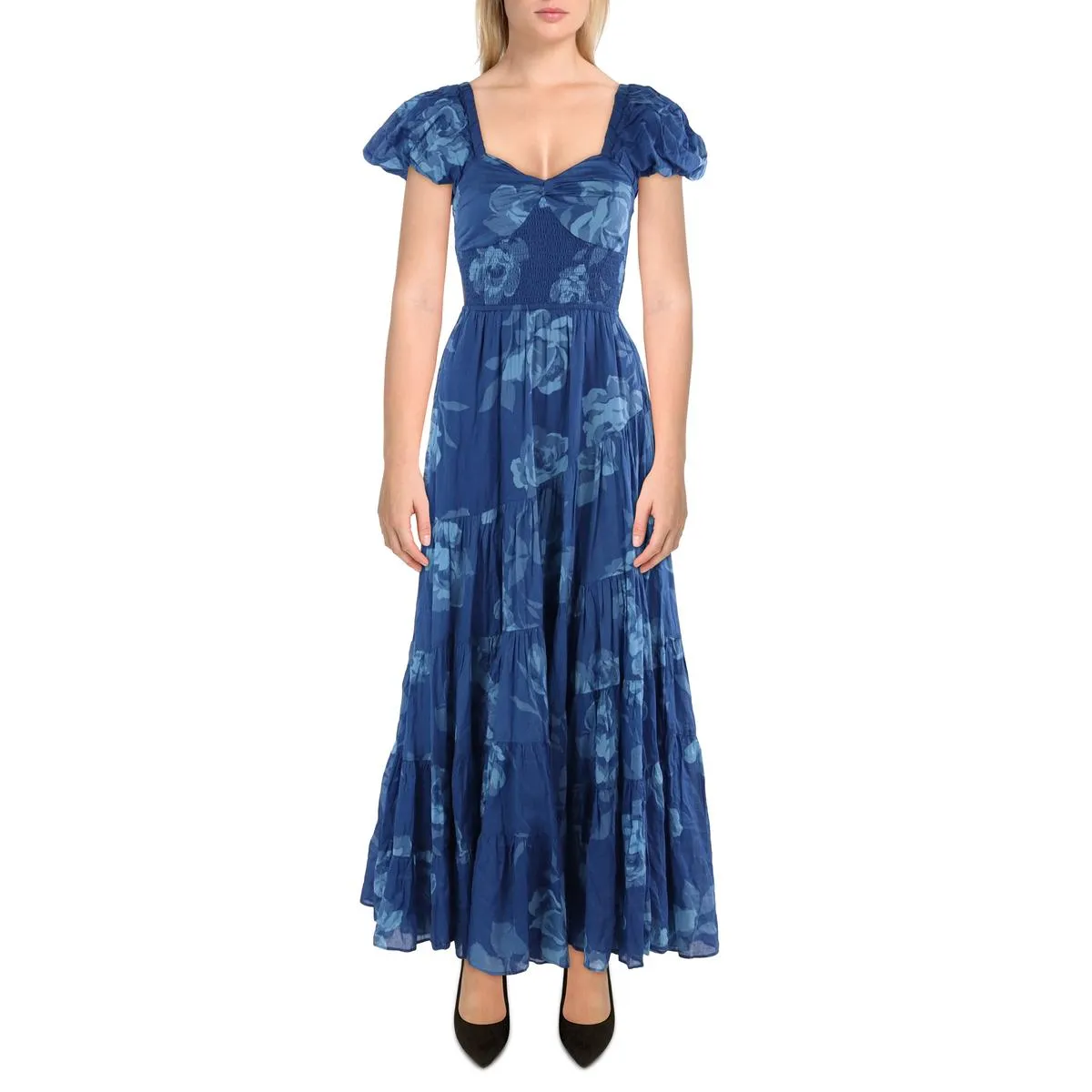 Free People Womens Smocked Tiered Maxi Dress
