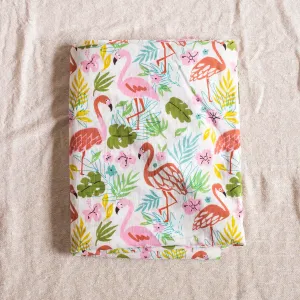 Free Spirited Pink Flamingo Hand Screenprint Cotton Fabric