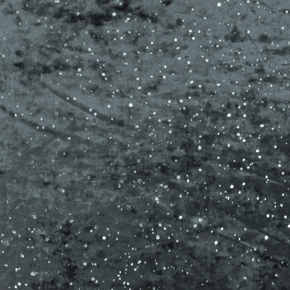 Galaxy Blue-Silver Drip Dot Pattern Printed Stretch Velvet Knit Fabric