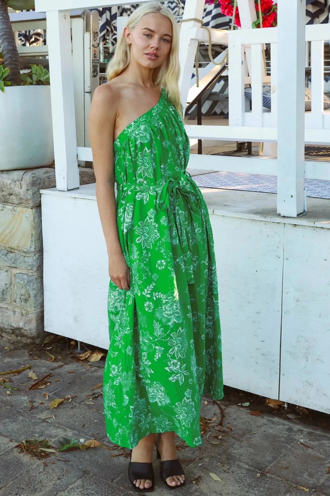 GRETA ASYMMETRICAL MAXI DRESS LINEN/RAYON