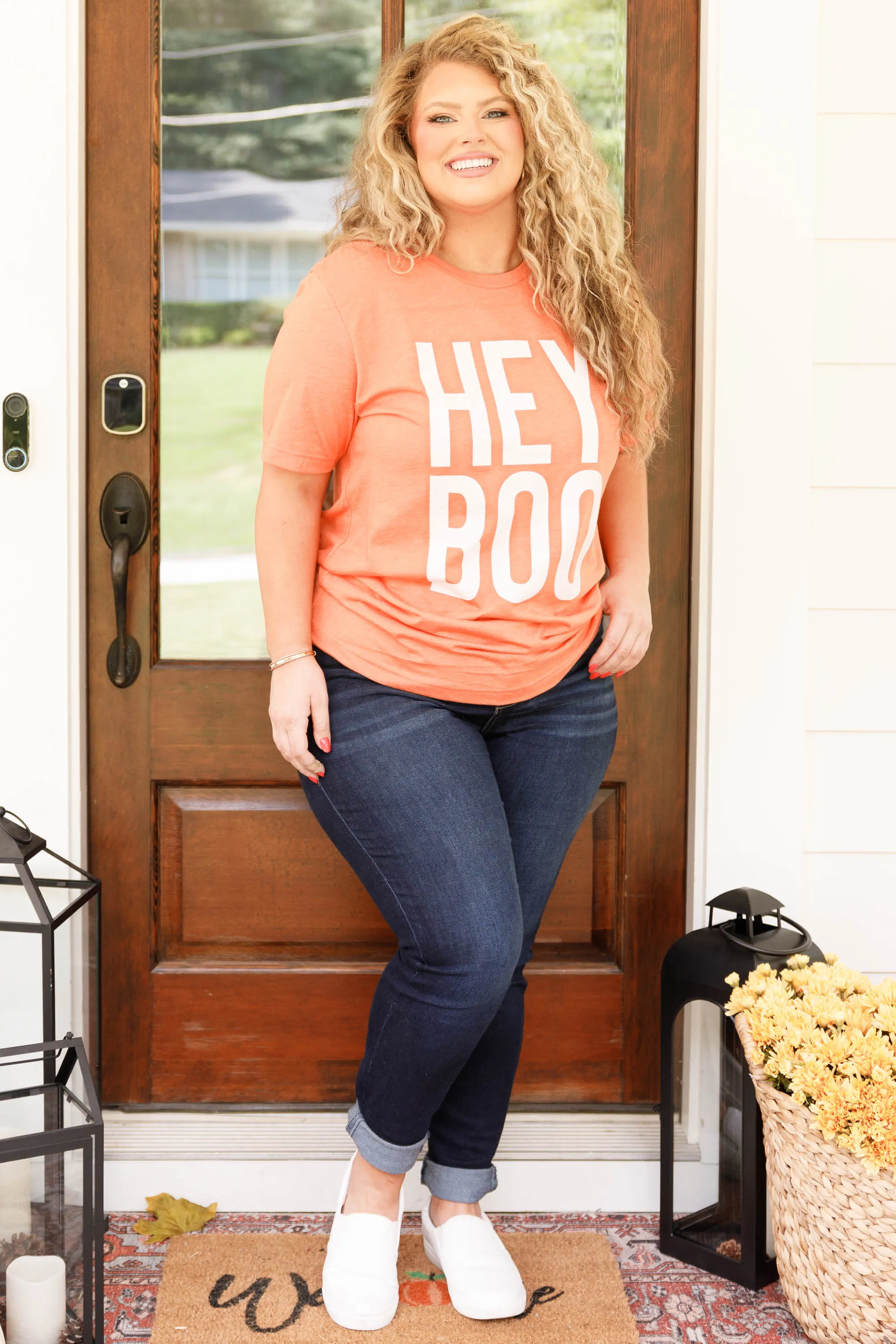 Hey Boo Tee, Heather Orange