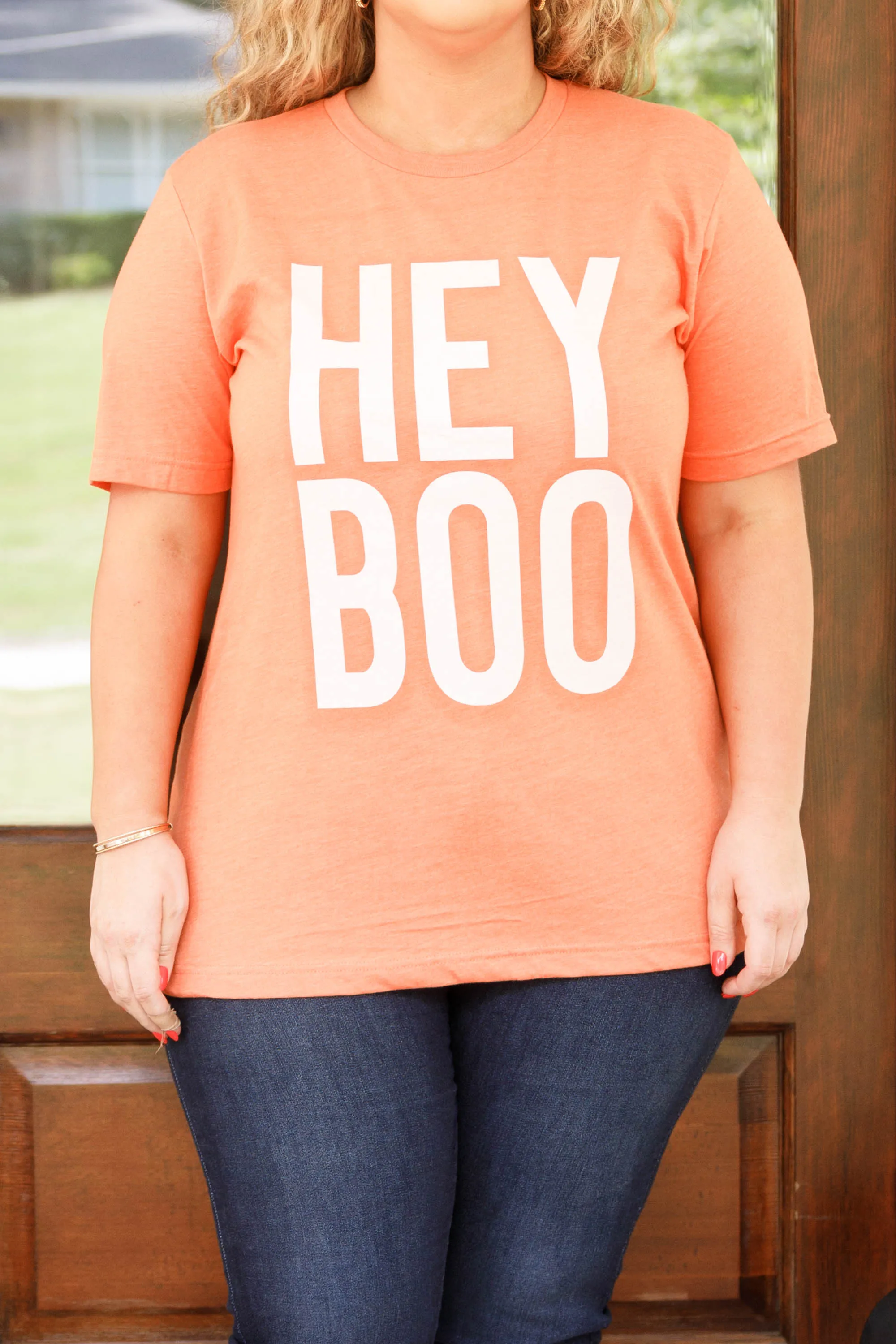 Hey Boo Tee, Heather Orange
