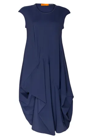 Indigo Jersey Tucked Cap Sleeve Dress 7248