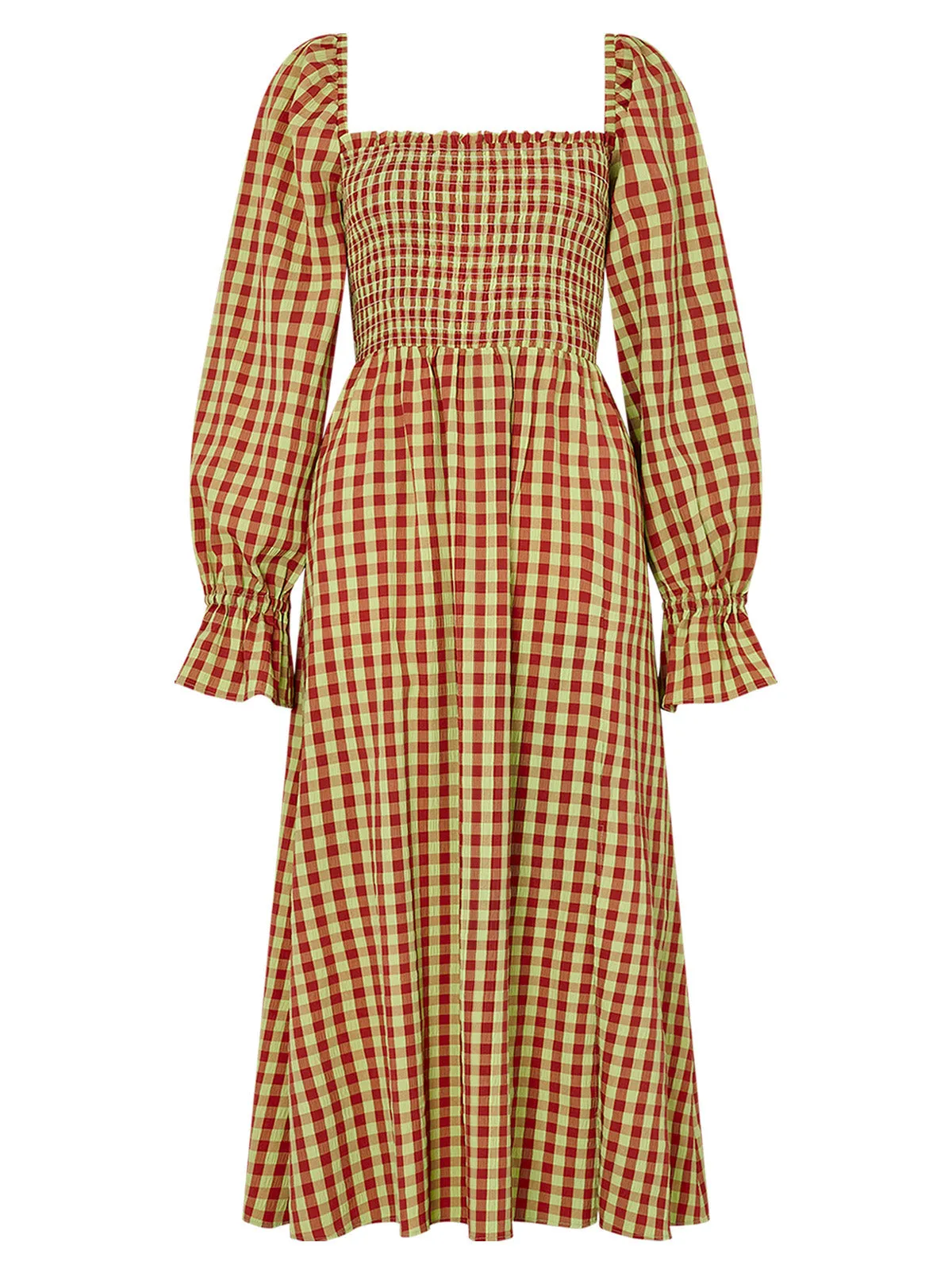 Jolene Green Check Seersucker Dress