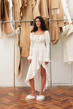 Juliette Shirred Asymmetric Dress in Mimosa Print