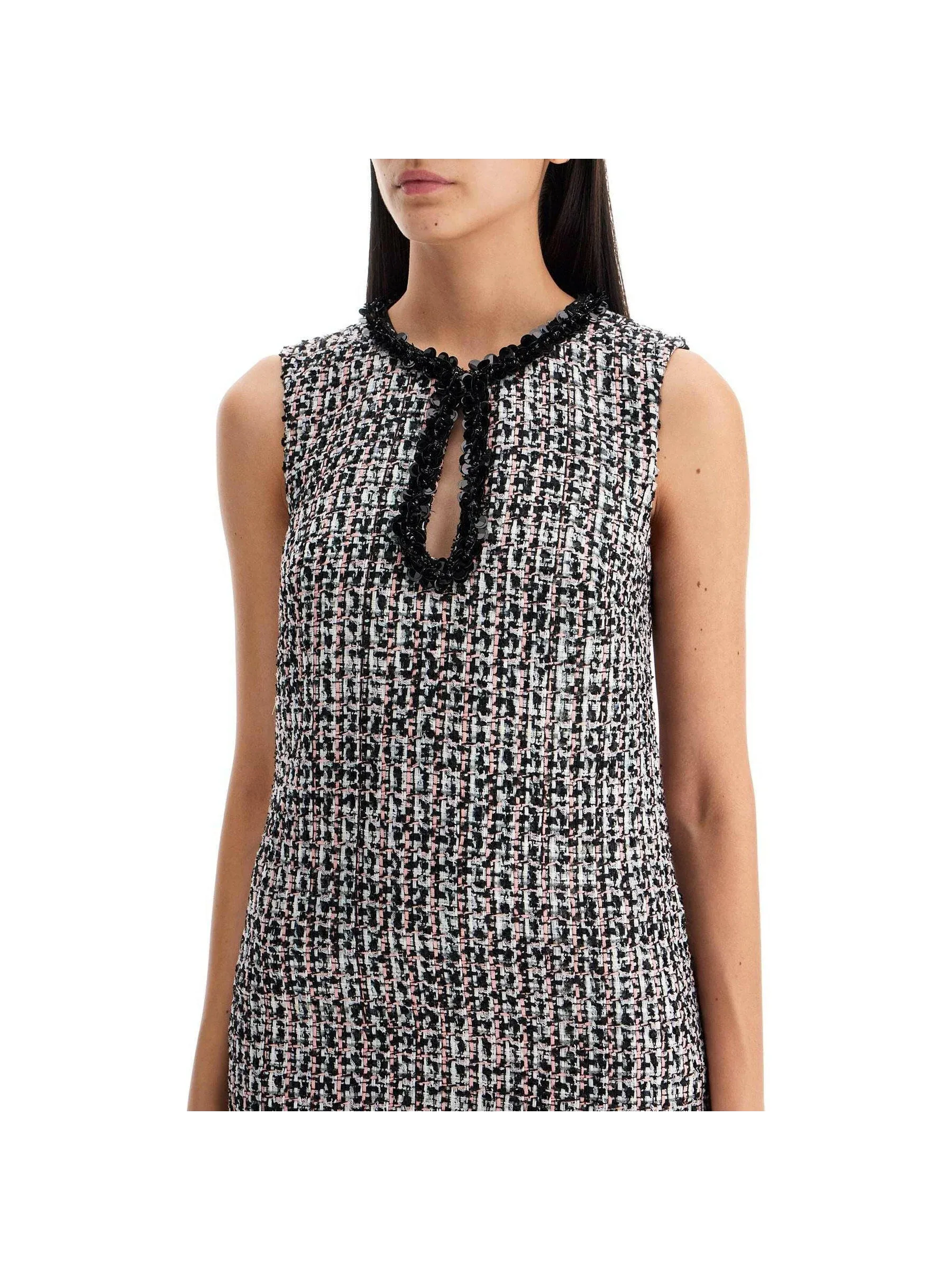 Keyhole Cut Tweed Dress