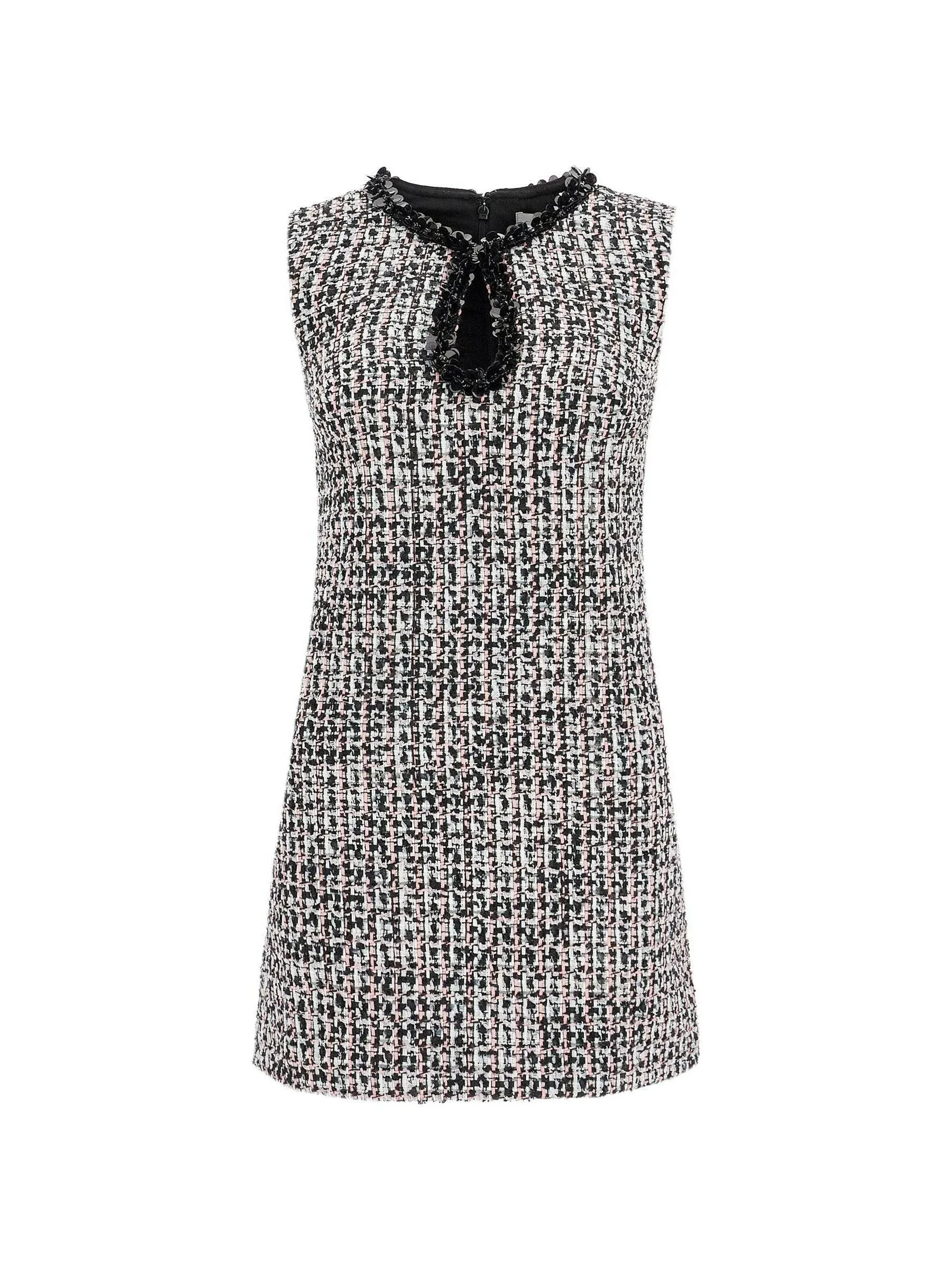 Keyhole Cut Tweed Dress