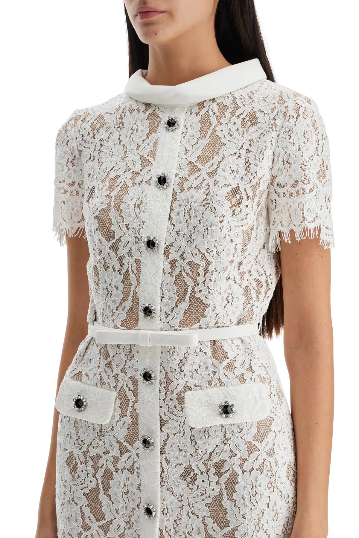 Lace Belted Midi Dress