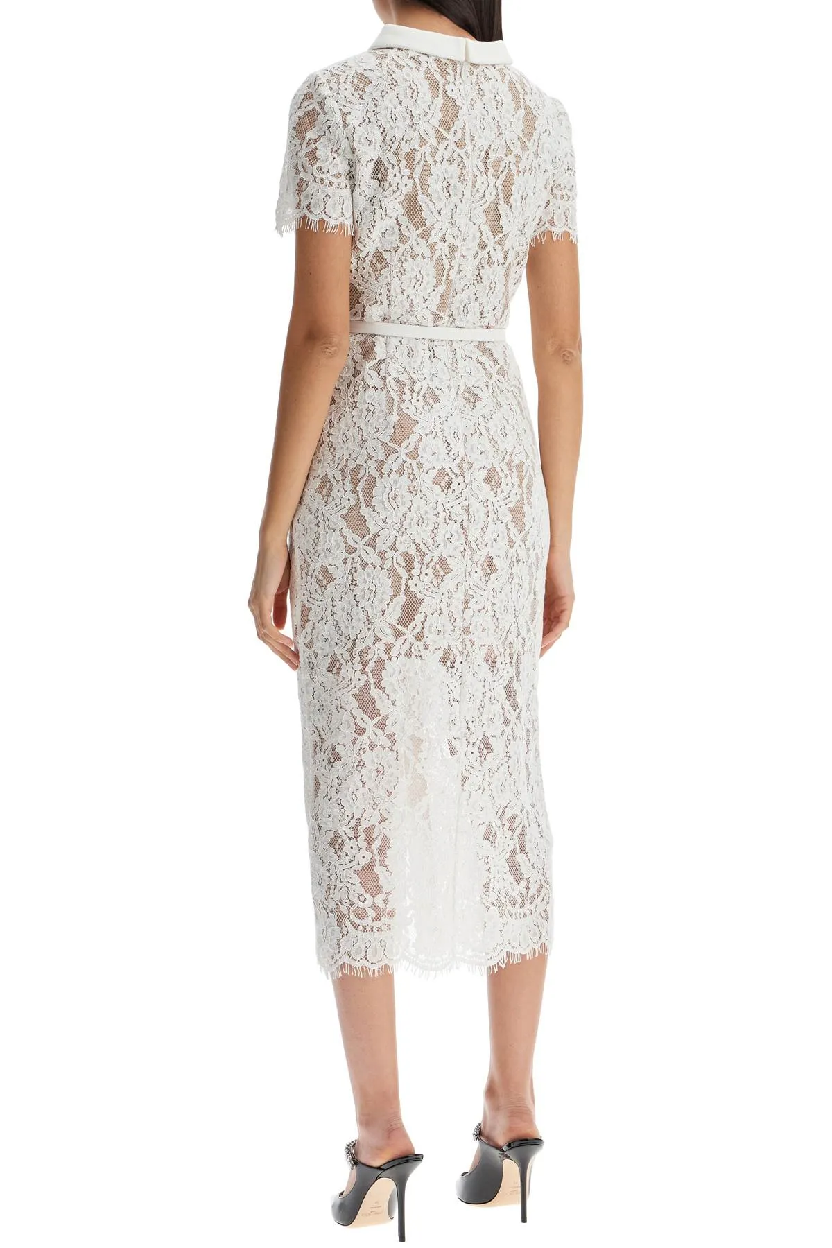Lace Belted Midi Dress