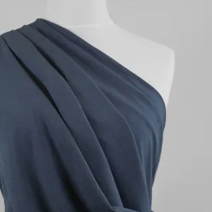 Liege - Denim Blue Viscose Linen Silky Noil Woven Fabric - 1m Remnant