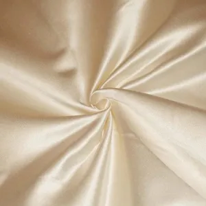 Light Golden Beige Famous Designer Bridal Silk-Poly Satin Fabric