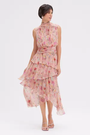 LILY FLOWER SLEEVELESS MIDI DRESS