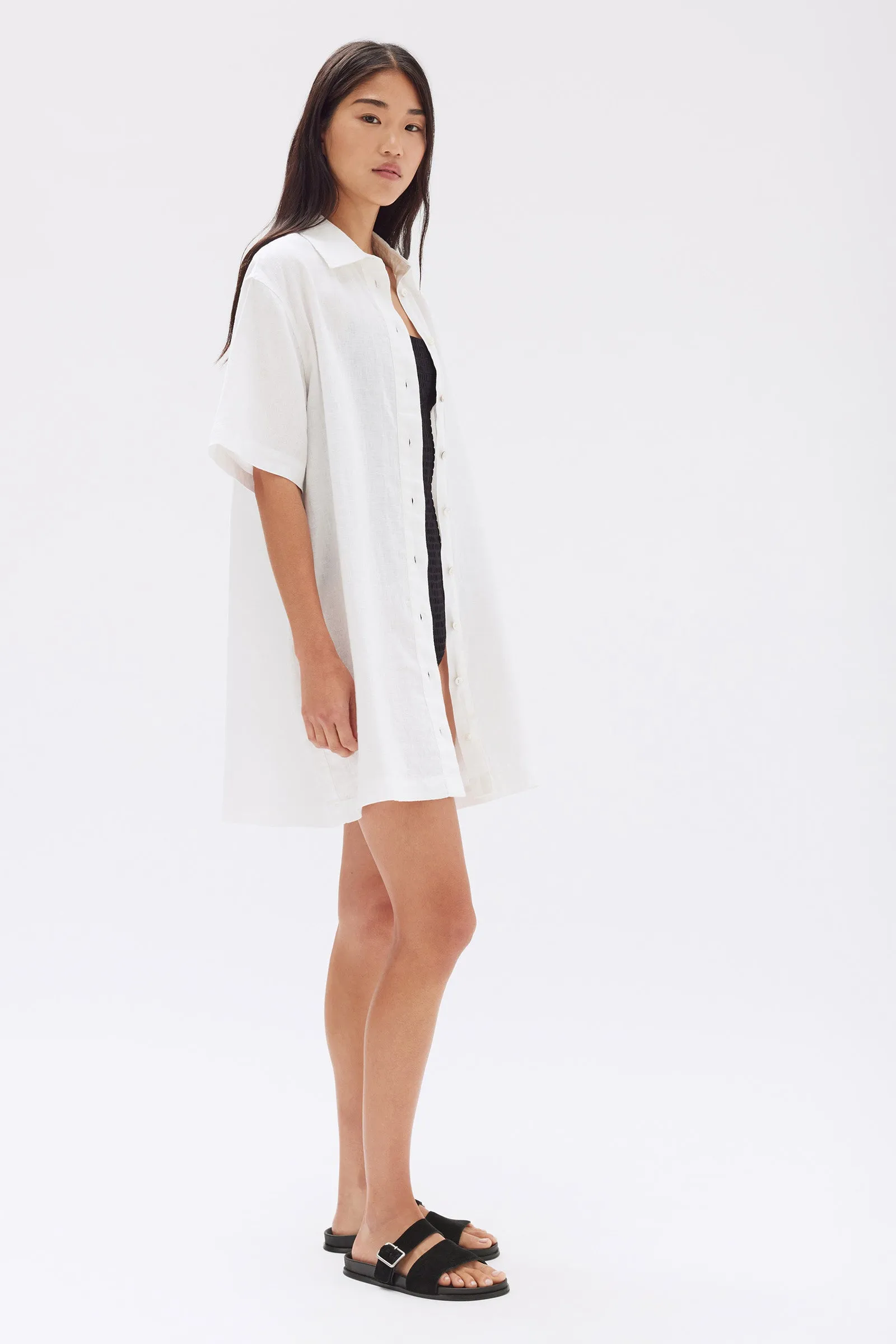 Louise Linen Mini Shirt Dress