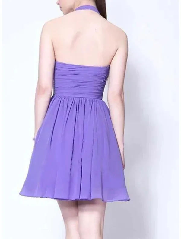 Luolandi A-Line Sheath / Column Homecoming Dresses Vintage Dress Wedding Guest Party Wear Short / Mini Sleeveless Halter Neck Tulle