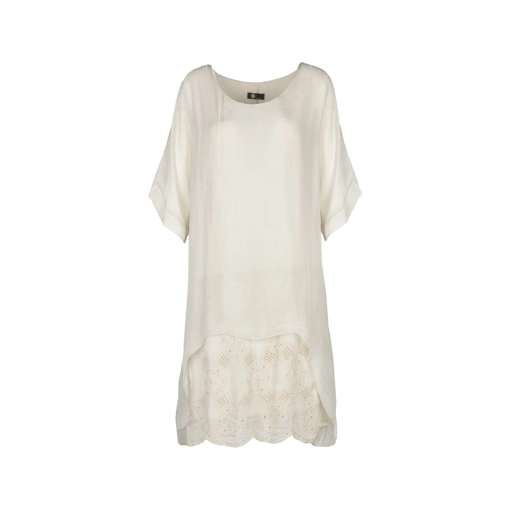M Made in Italy  Women's Woven and Knitted Three-Quarter Sleeve Dress