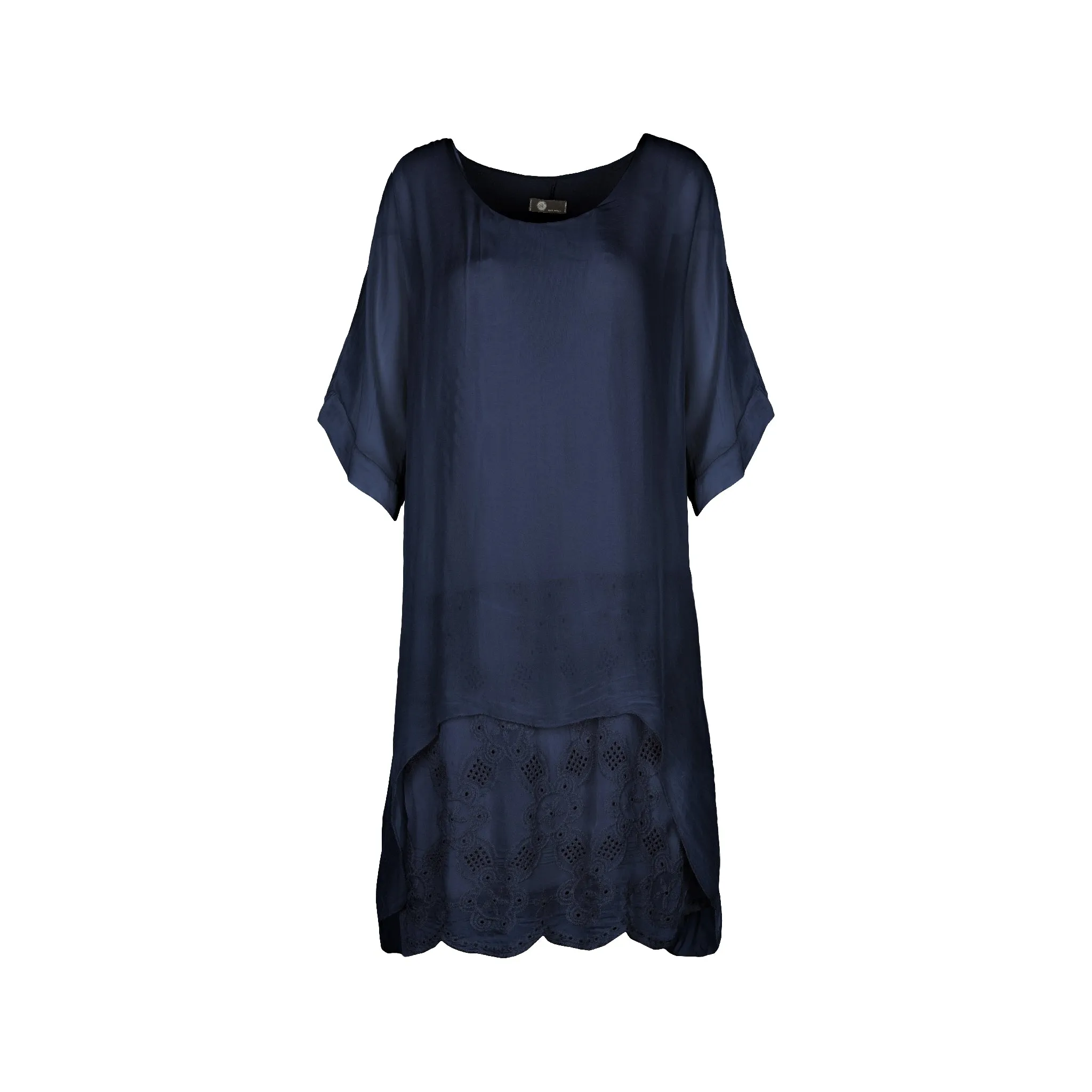M Made in Italy  Women's Woven and Knitted Three-Quarter Sleeve Dress