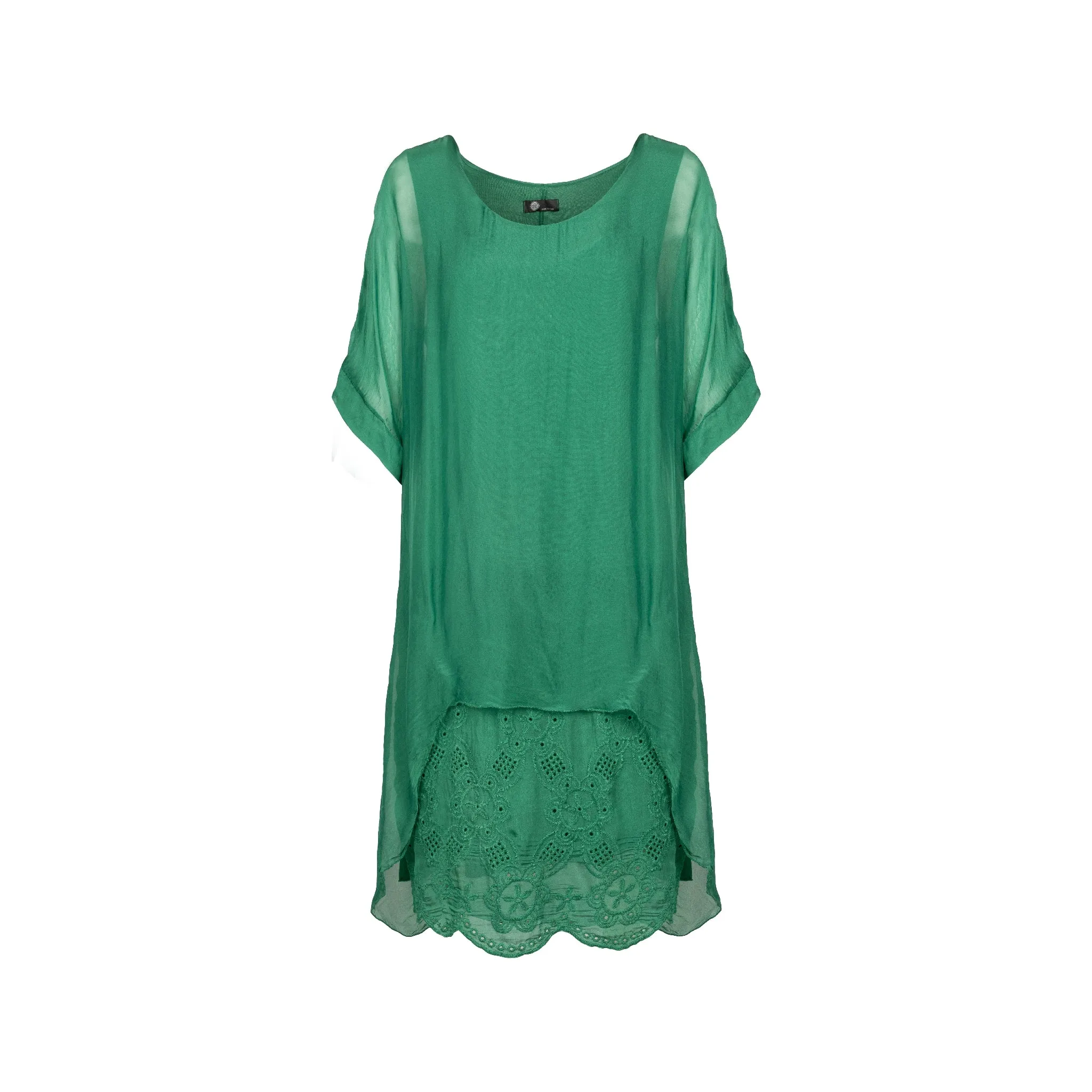 M Made in Italy  Women's Woven and Knitted Three-Quarter Sleeve Dress