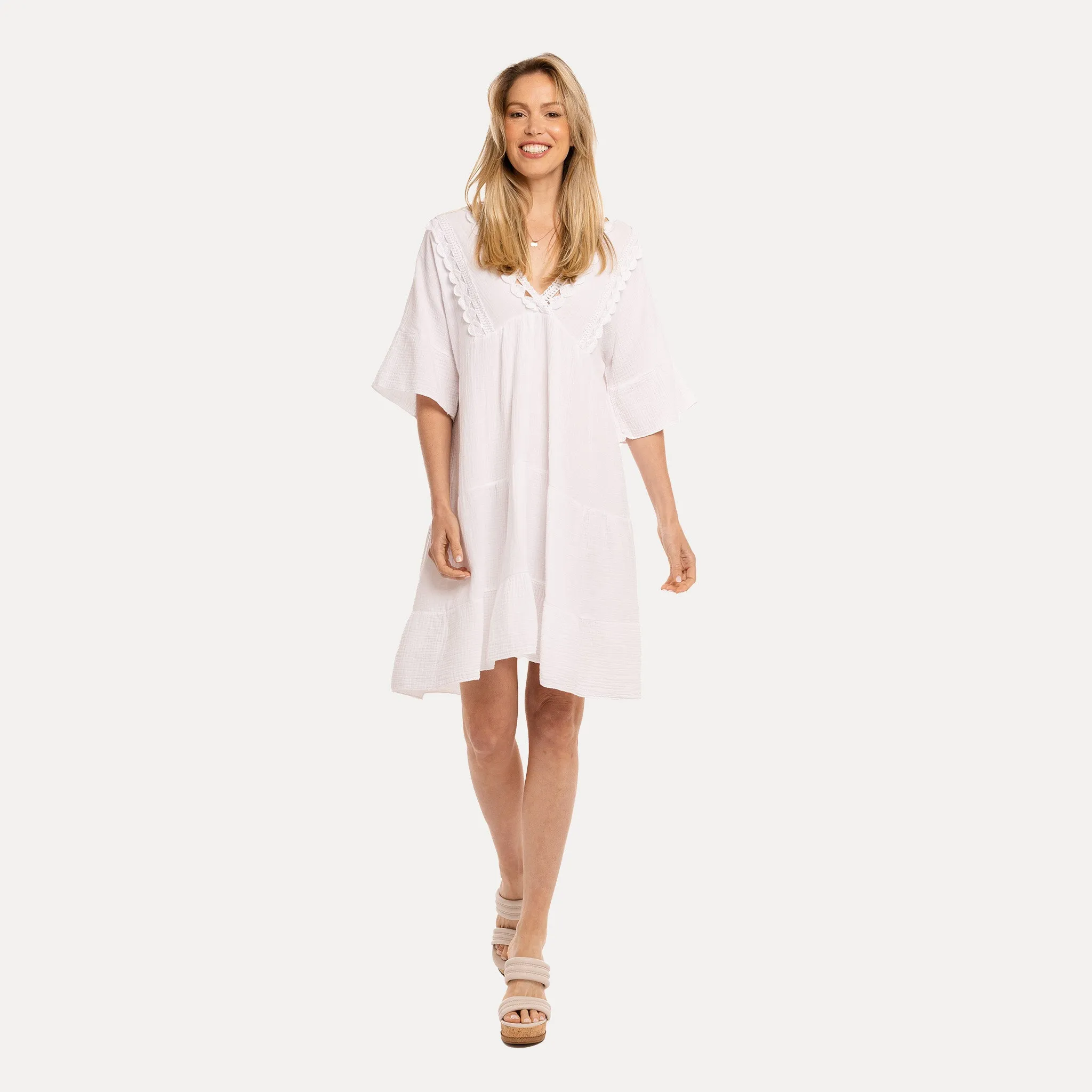 M Made in Italy  Women's Woven Half Sleeve Dress