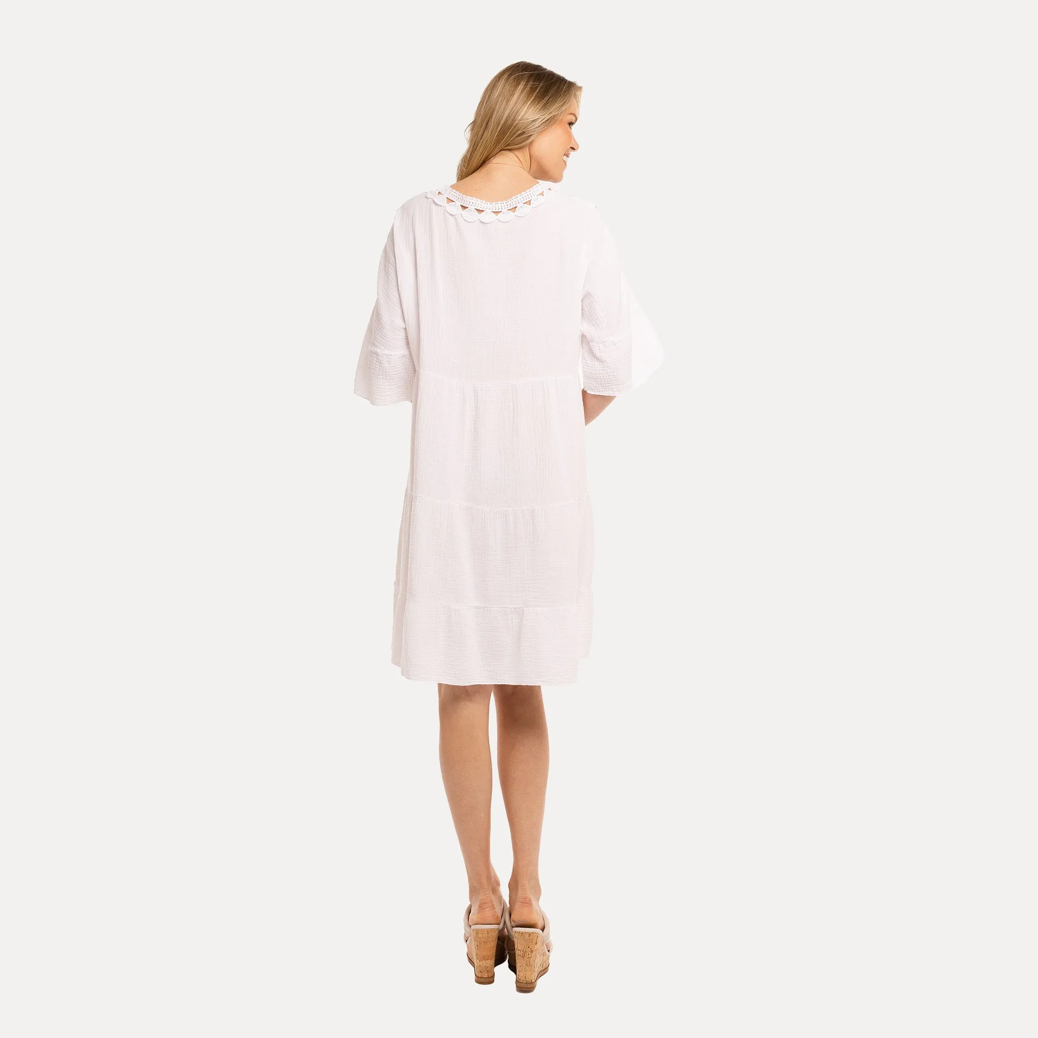 M Made in Italy  Women's Woven Half Sleeve Dress