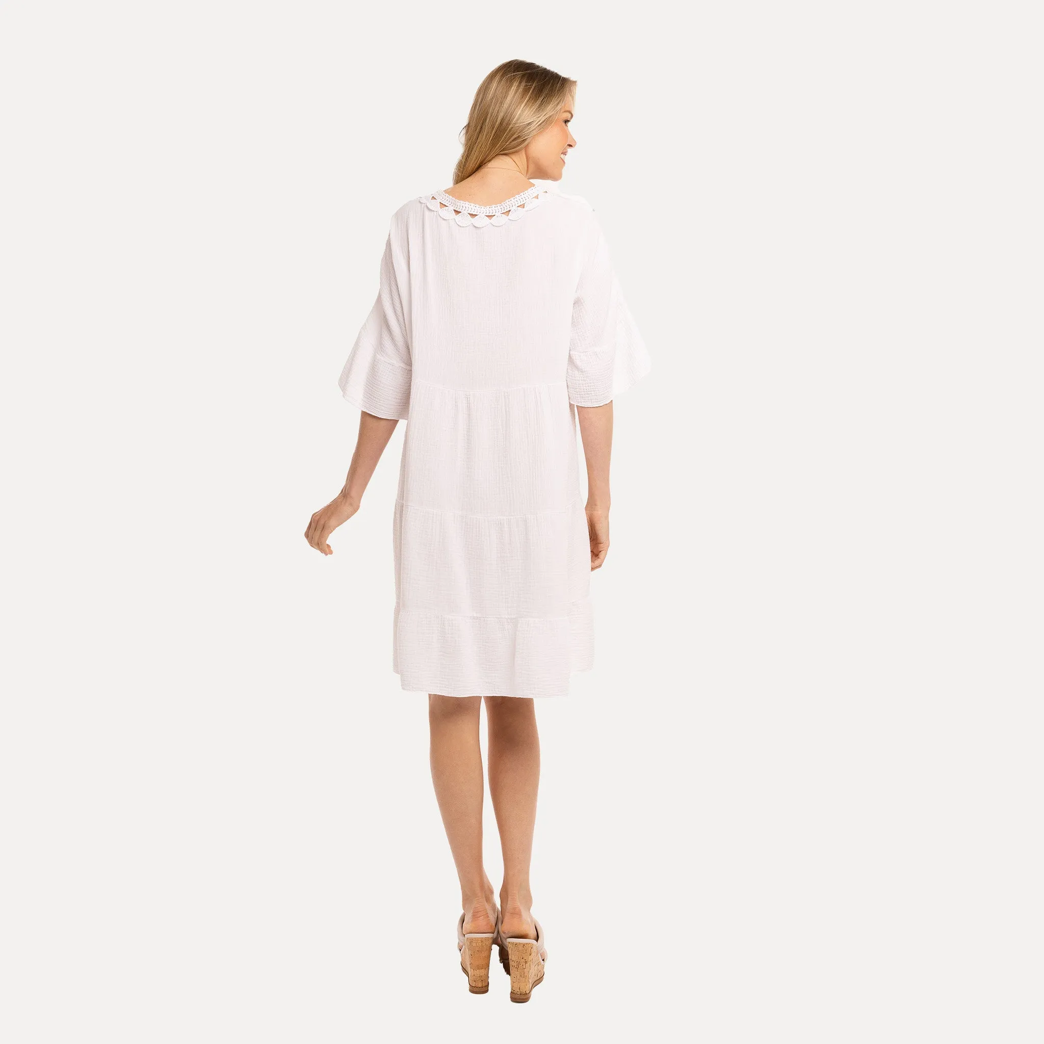 M Made in Italy  Women's Woven Half Sleeve Dress