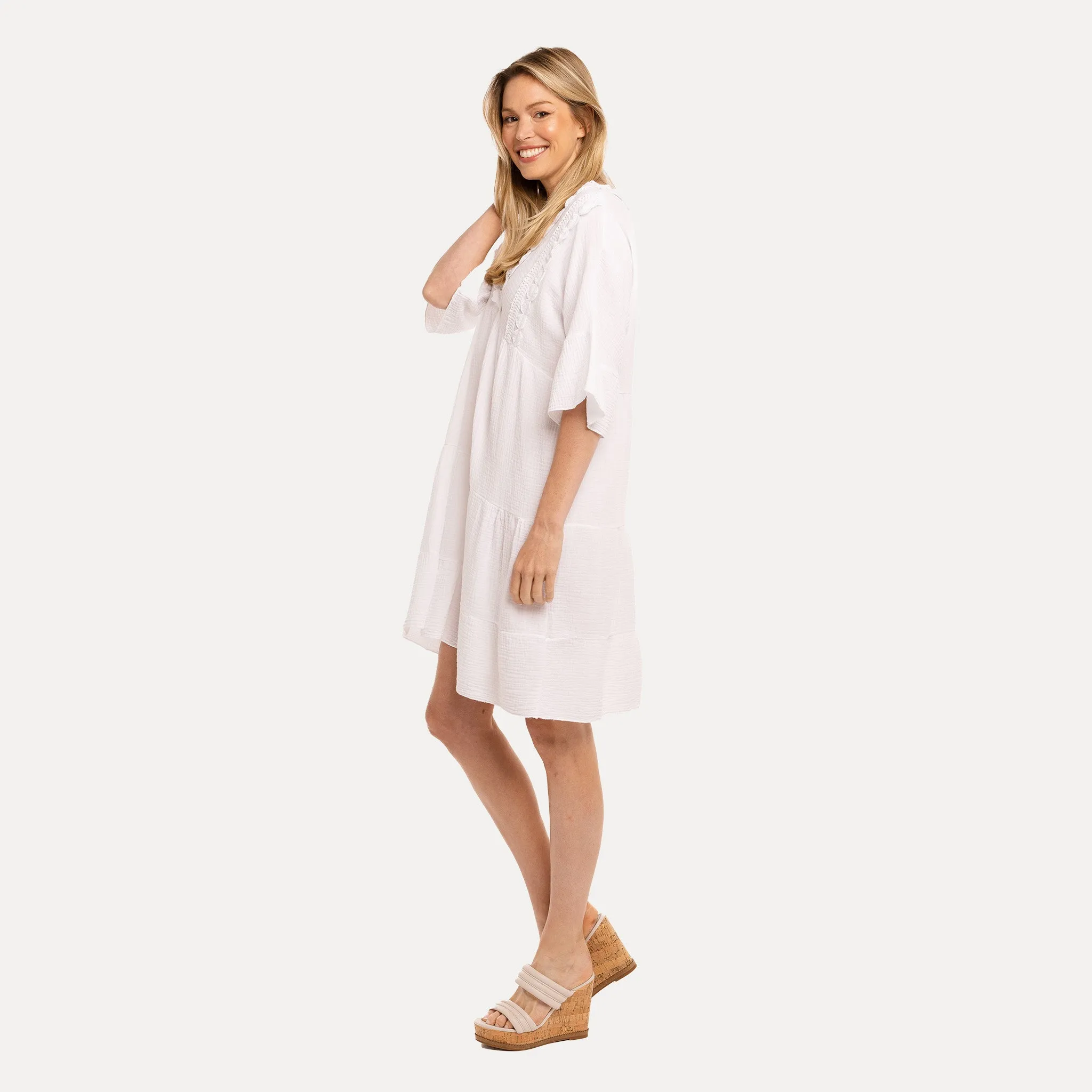 M Made in Italy  Women's Woven Half Sleeve Dress
