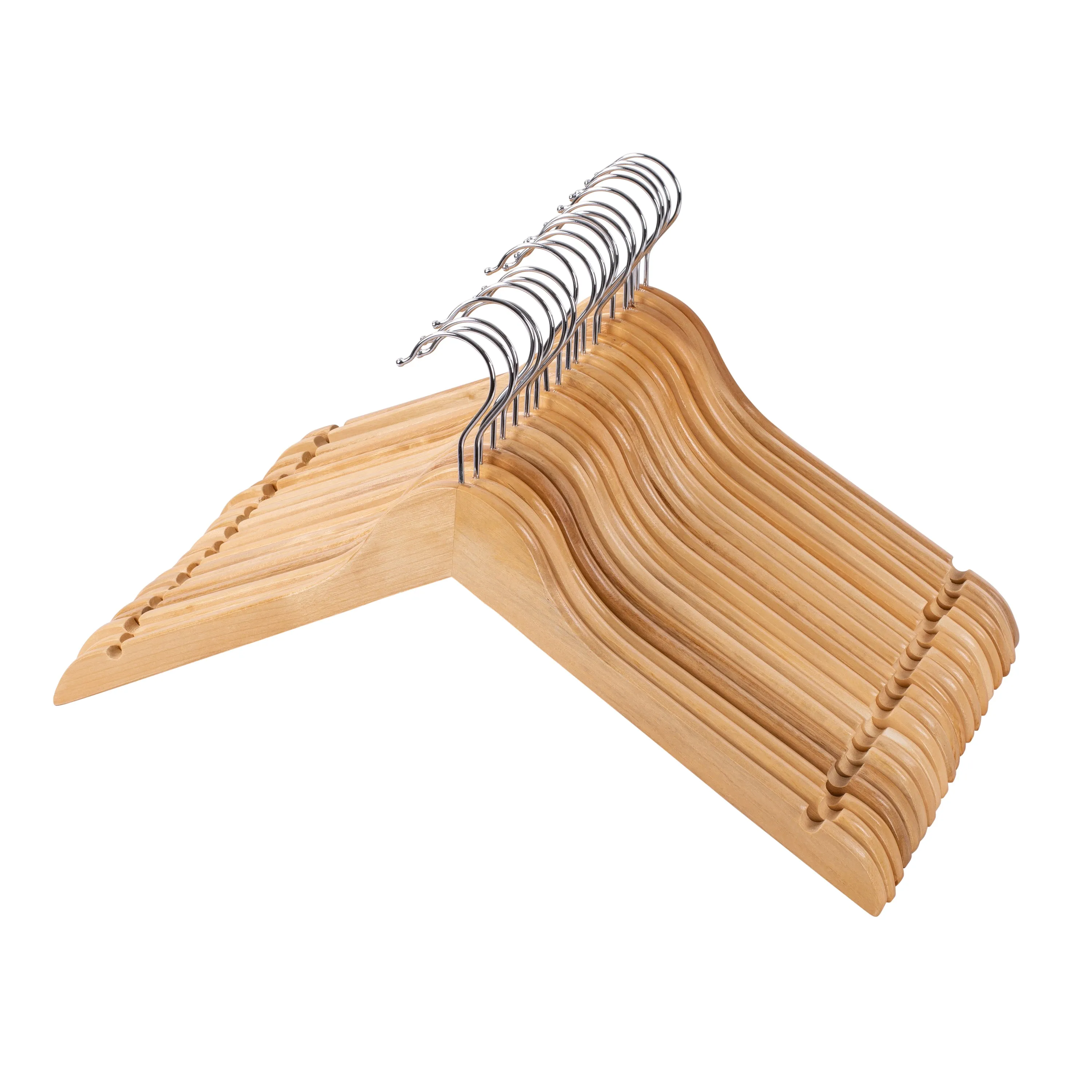 Maple Finish Wood Shirt Hangers (20-Pack)