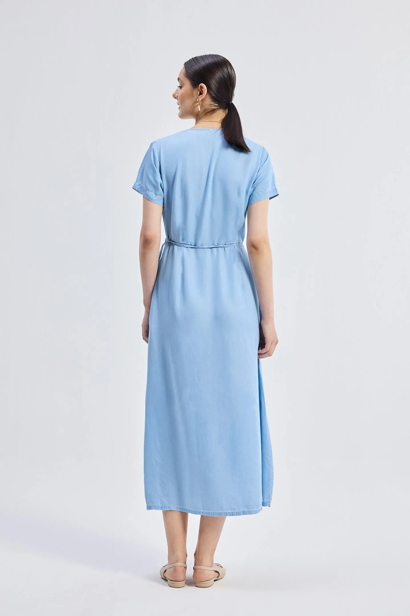 Maxi Wrap Dress in Light Blue