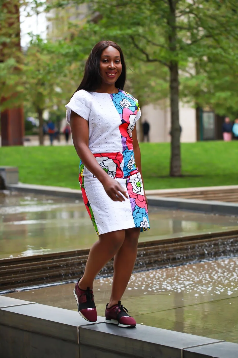 New in - African Print Ankara Shift Dress - White