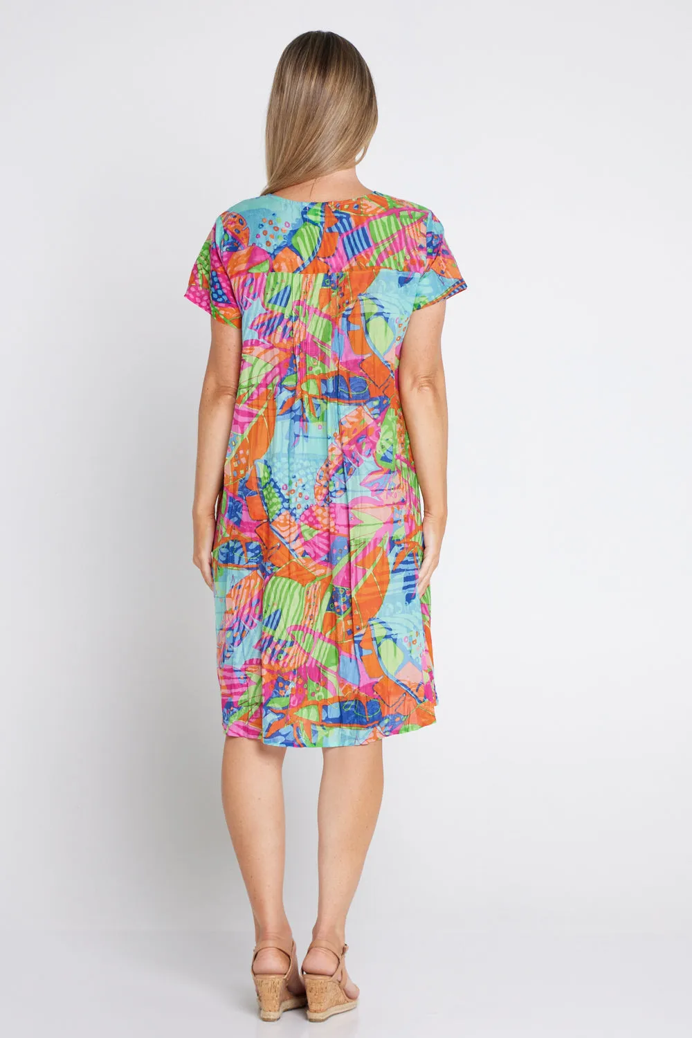 Nicola Cap Sleeve Cotton Dress - Banana Leaf