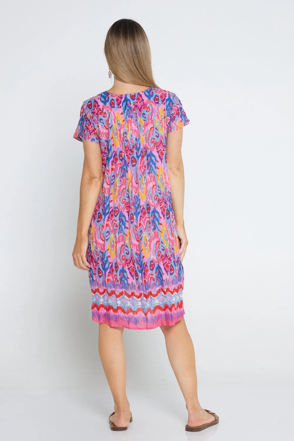 Nicola Cap Sleeve Cotton Dress - Peacock