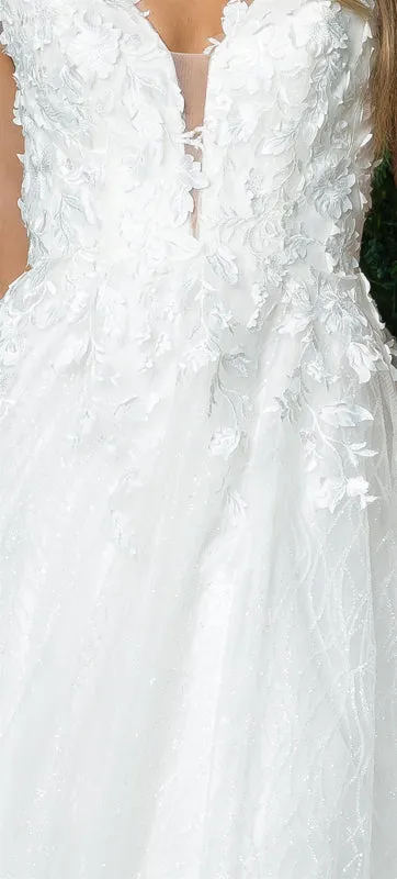 NOX ANABEL JR930 3D Floral Sleeveless V-Neck Wedding Gown