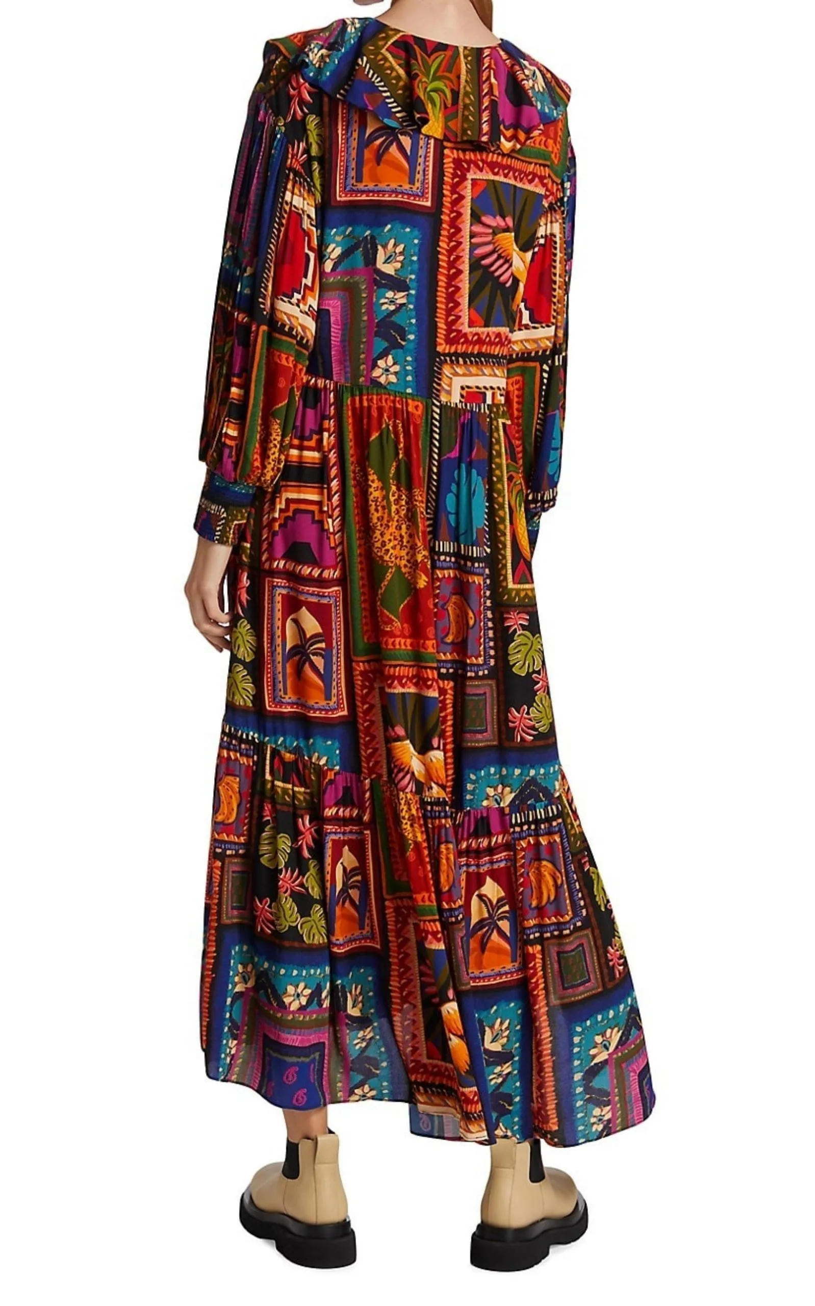 Patchwork Tapestry Ankle Maxi Dress