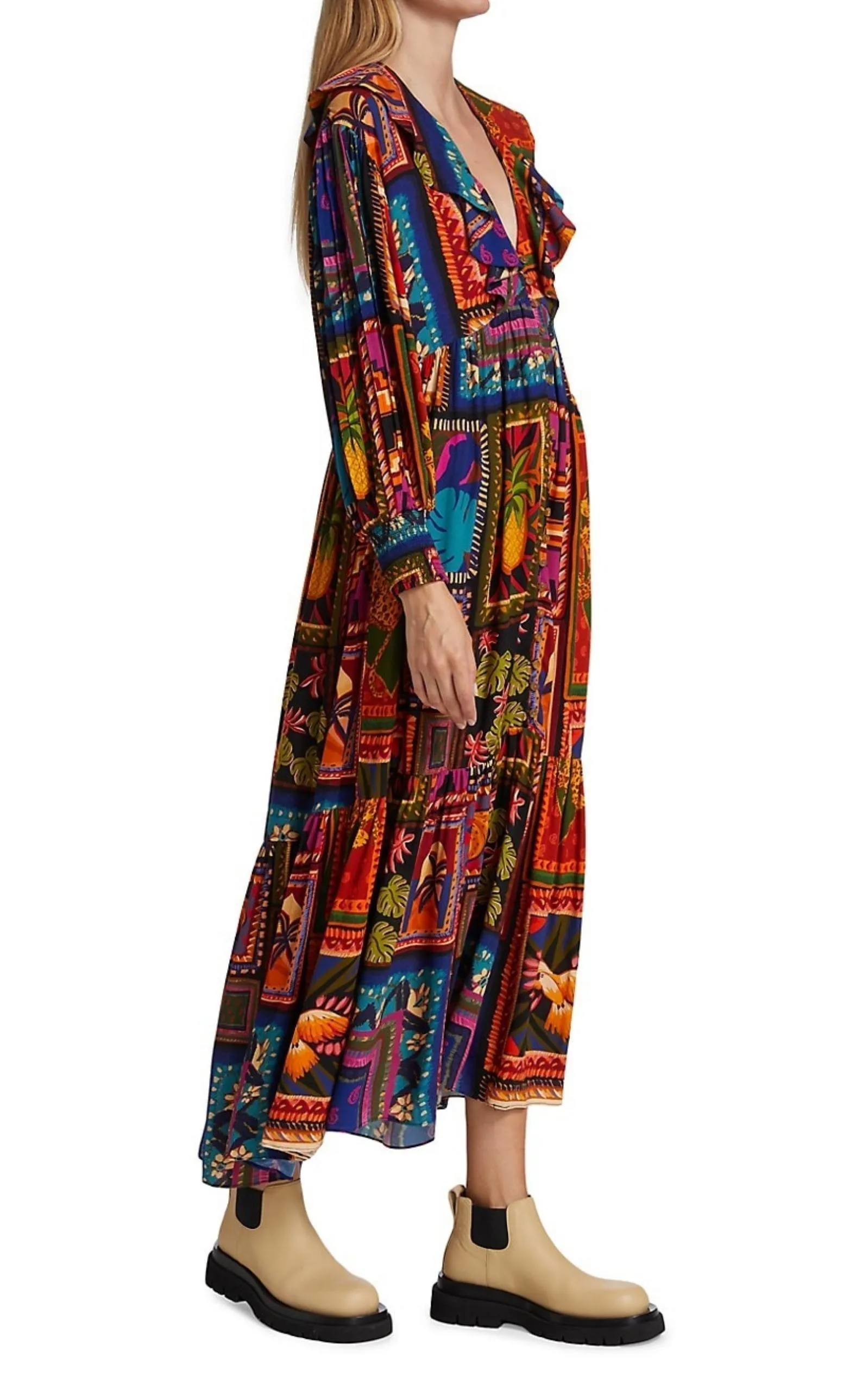 Patchwork Tapestry Ankle Maxi Dress