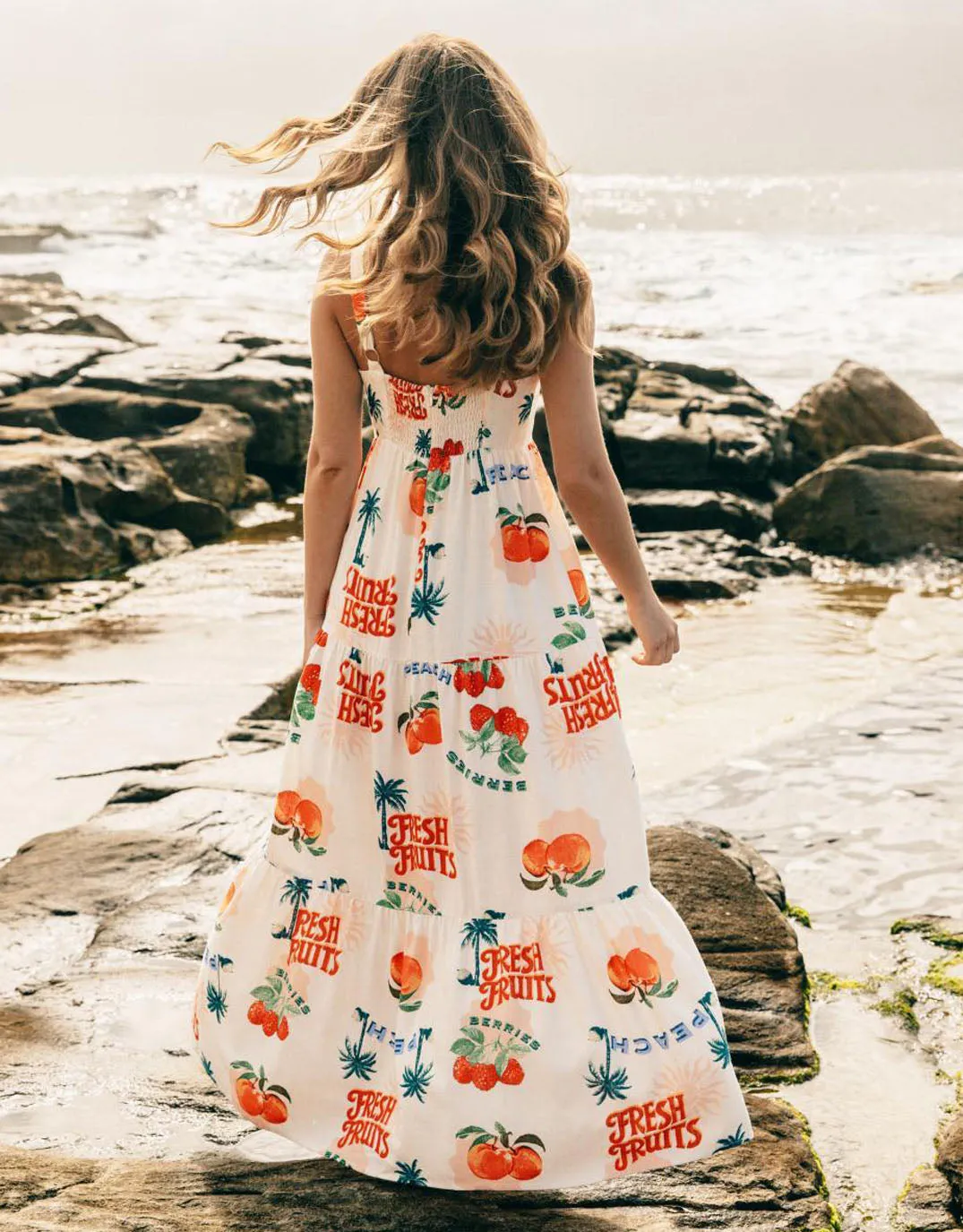 Peach Print Maxi Dress - Multi