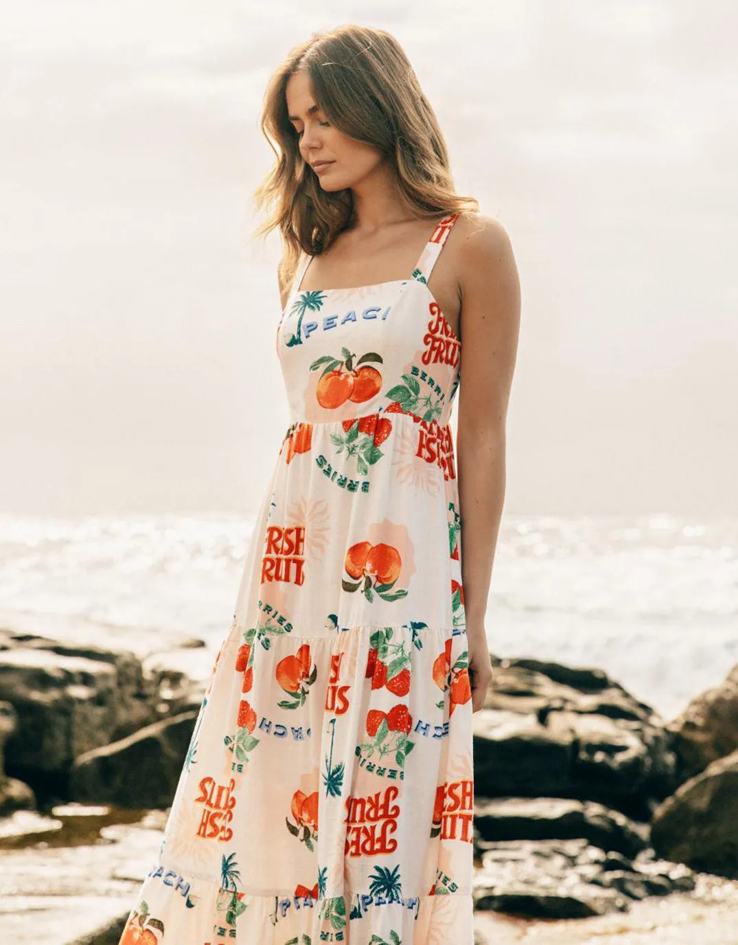 Peach Print Maxi Dress - Multi