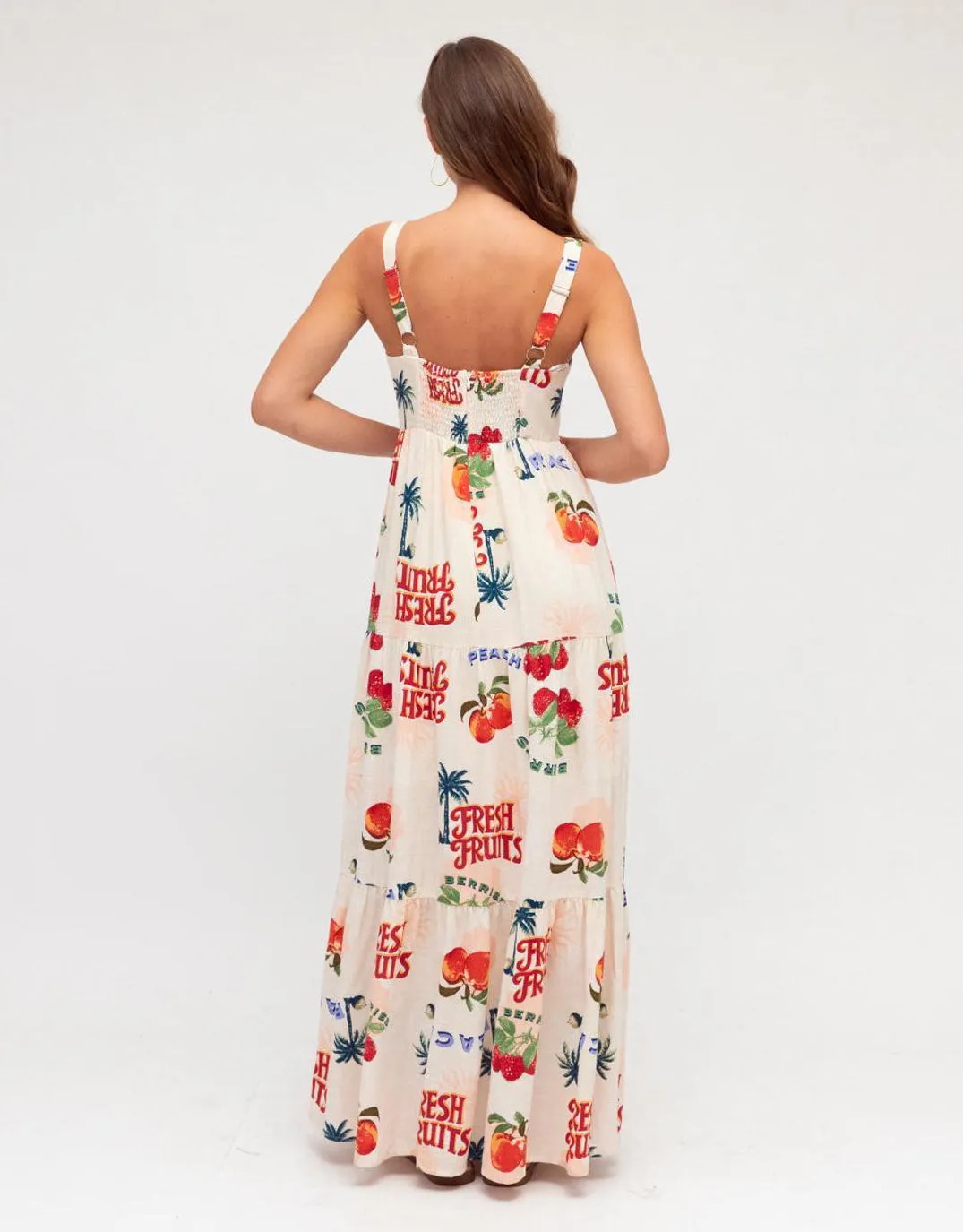Peach Print Maxi Dress - Multi