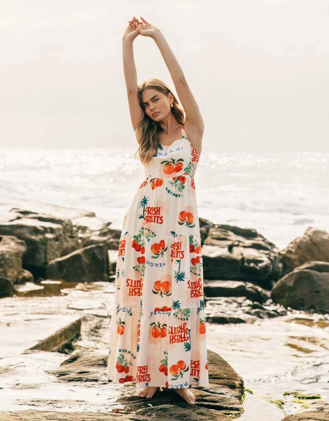 Peach Print Maxi Dress - Multi