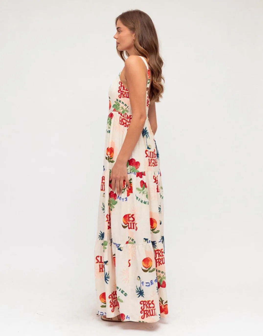 Peach Print Maxi Dress - Multi