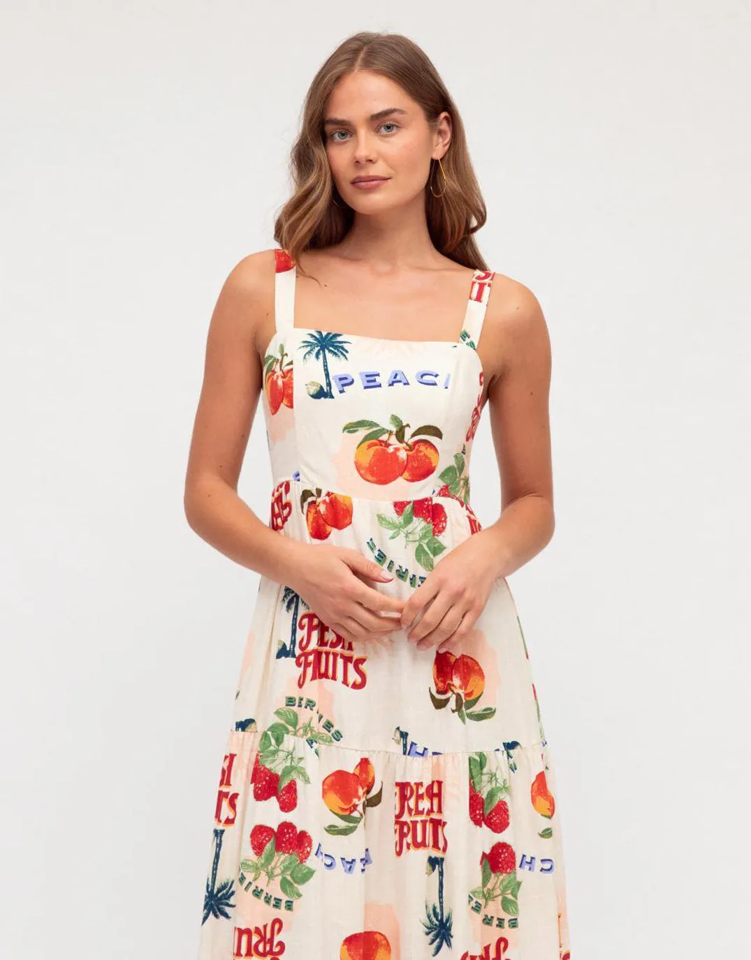 Peach Print Maxi Dress - Multi