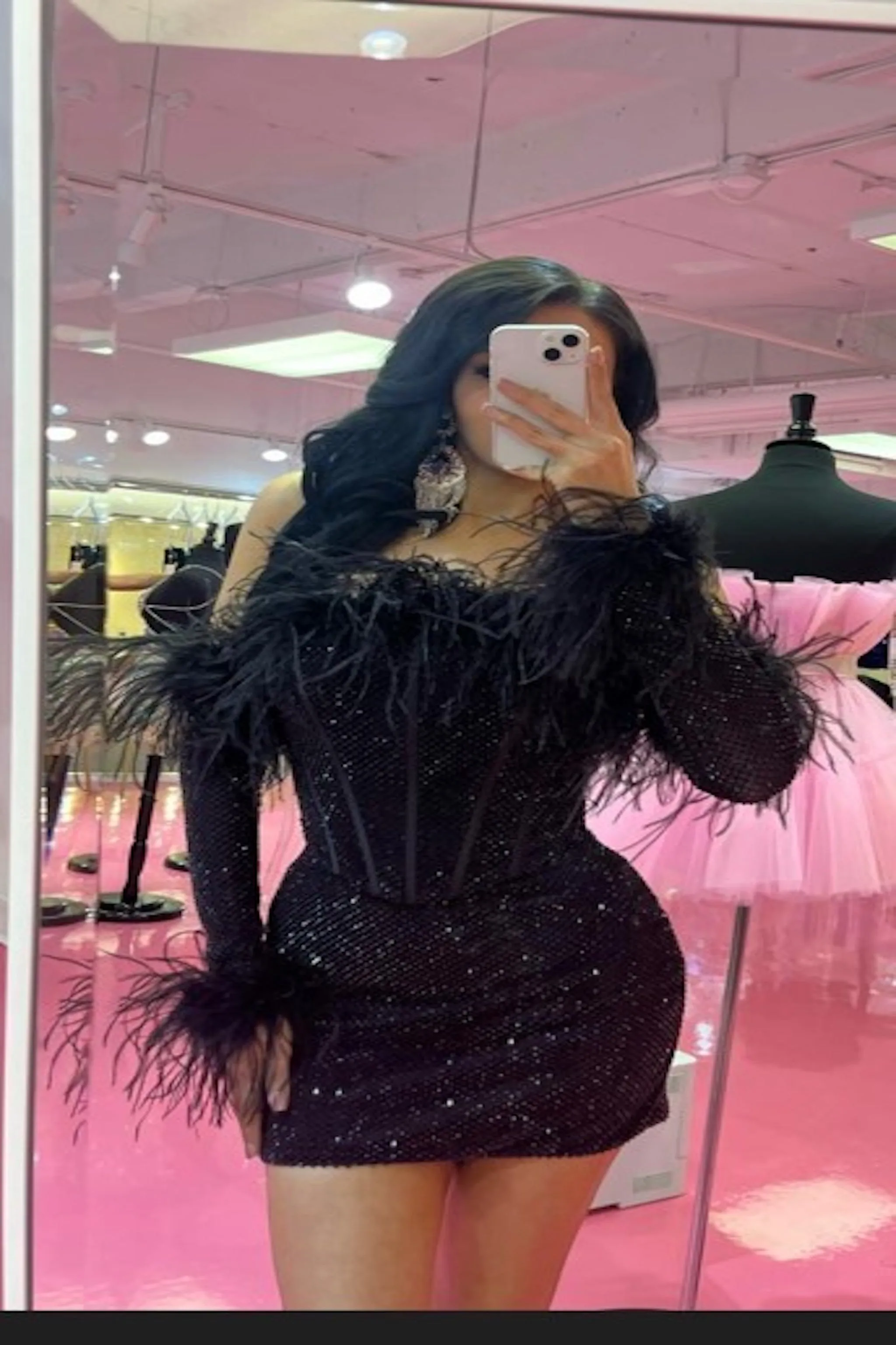 PORTIA & SCARLETT PS24191 Strapless Feather Cocktail Dress