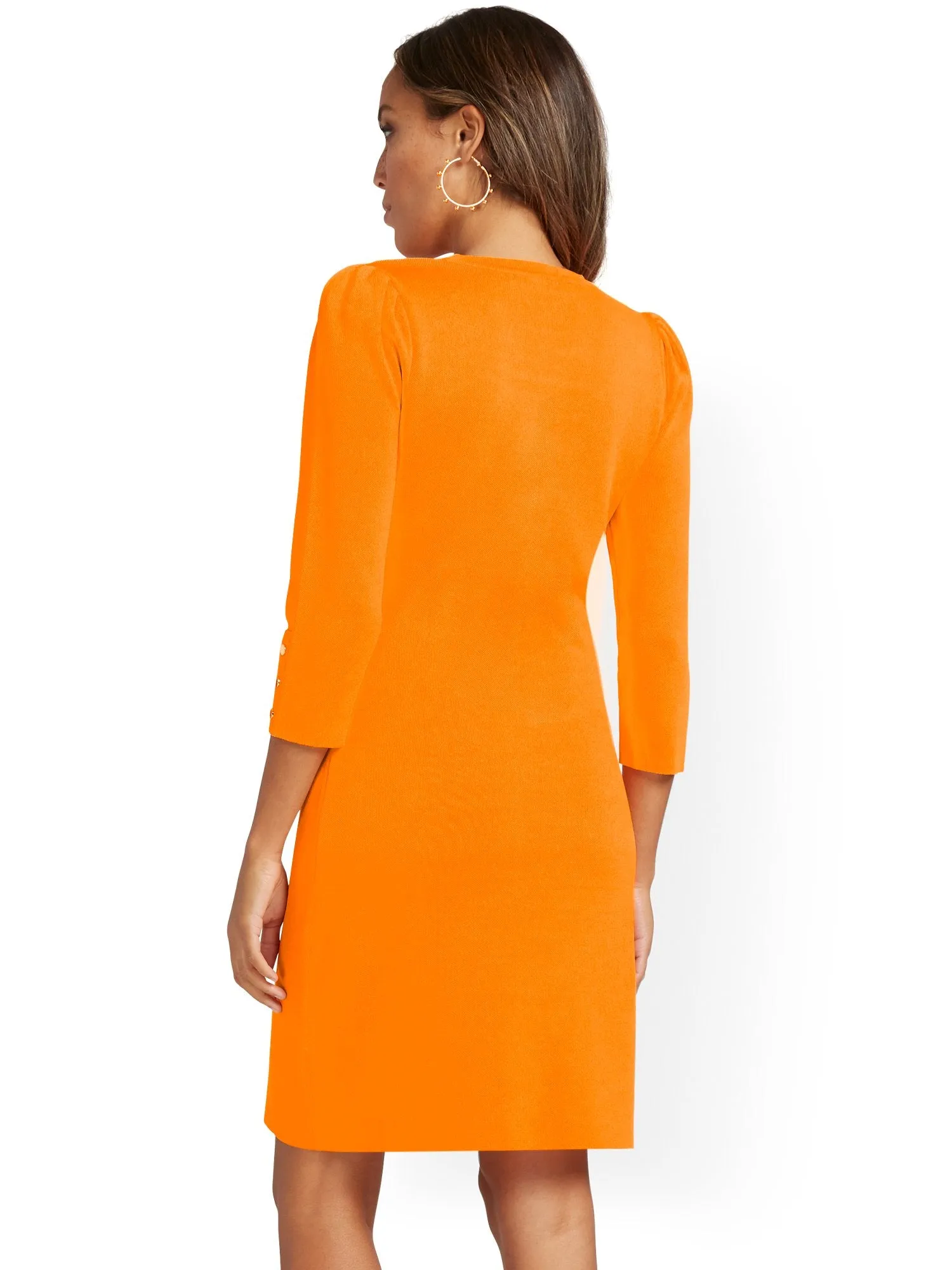Puff-Sleeve Cut-Out Sheath Dress