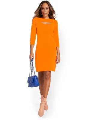 Puff-Sleeve Cut-Out Sheath Dress