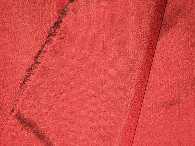 Pure SILK Dupioni FABRIC Blood Red with Black shot color 54&quot;